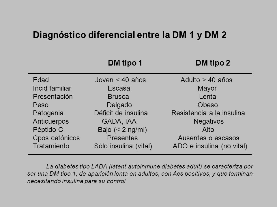 diagnóstico diferencial diabetes mellitus 1
